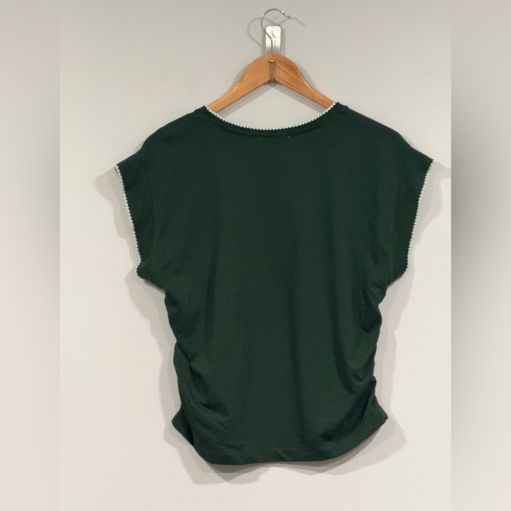 Madewell Green White Trim Short Sleeve Sutro Stitch Muscle Tee L NWT - Picture 7 of 8